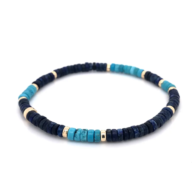 Women's Valentine's Day bangles-The Skyline Bracelet • Lapis Lazuli and Turquoise Howlite