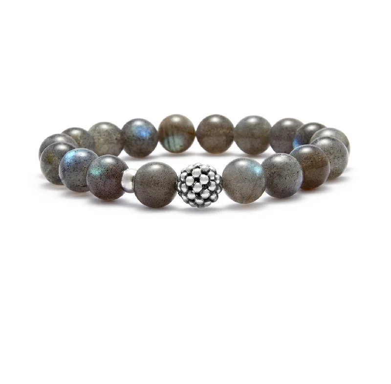 Women's moon phase bangles-LAGOS Maya Labradorite Silver Station Bead Bracelet