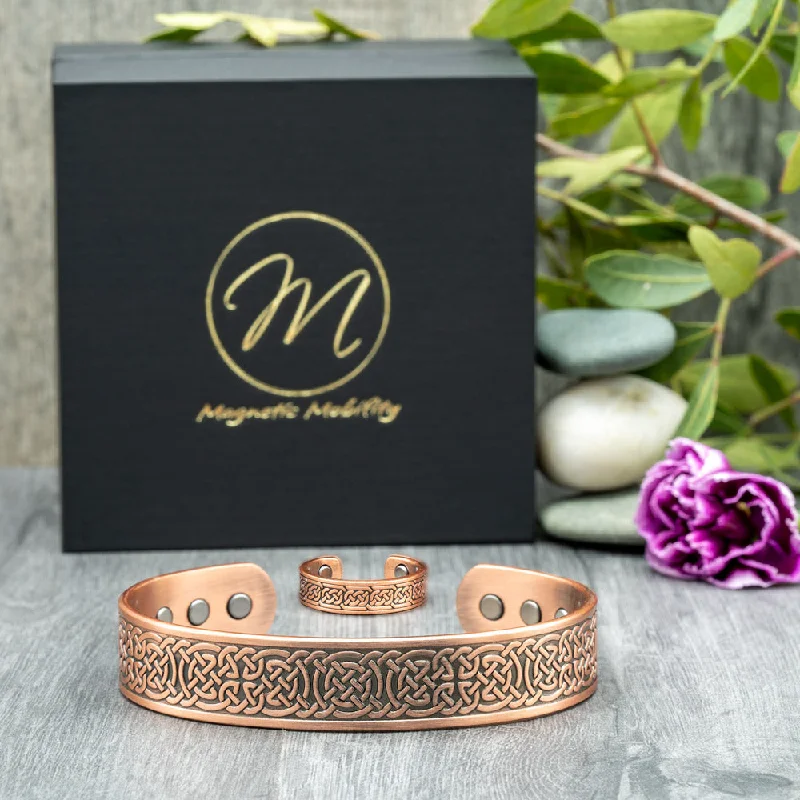 Women's crystal bangles-Privet Copper Bracelet and Copper Ring Gift Set