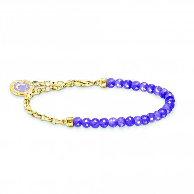 Women's Christmas bangles-Charmista Violet Sterling Silver Gold Plated Enamel Bracelet A2130-427-13