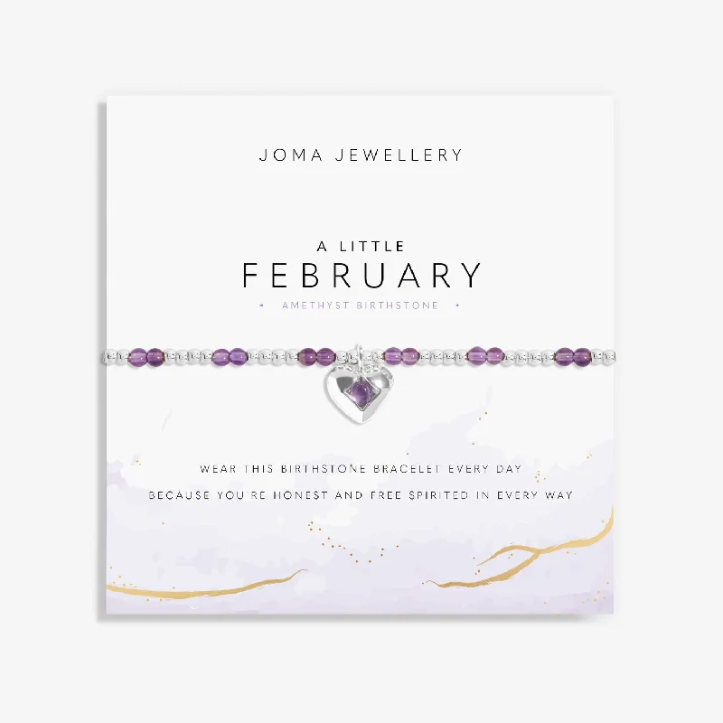 Women's Christmas bangles-Birthstone A Little February Amethyst Silver Plated Bracelet 8316