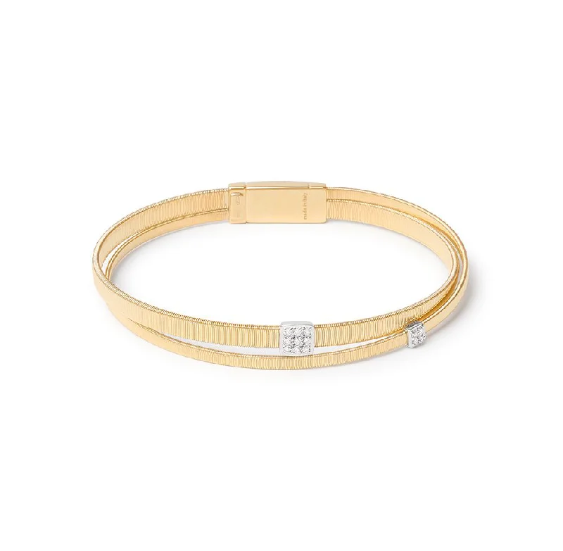 Women's mother-daughter bangles-Marco Bicego Masai Mixed Metals 2 Strand Bracelet with Diamond Accents