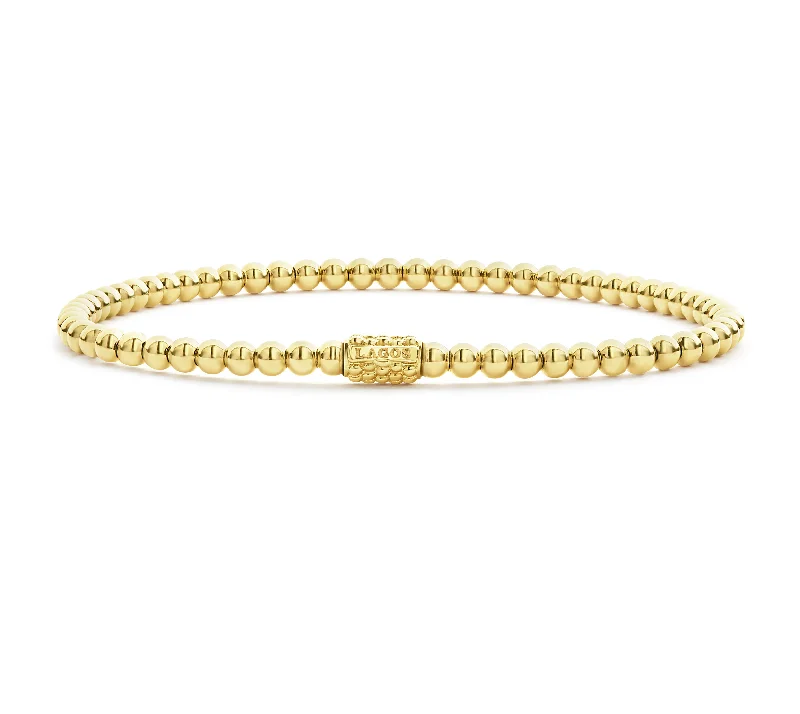 Women's titanium bangles-LAGOS Caviar Gold 3mm Bead Bracelet