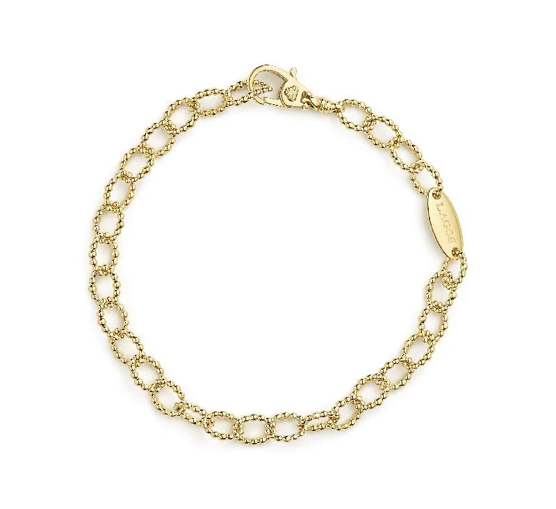 Women's sterling silver bangles-LAGOS Caviar Gold Small Link Bracelet