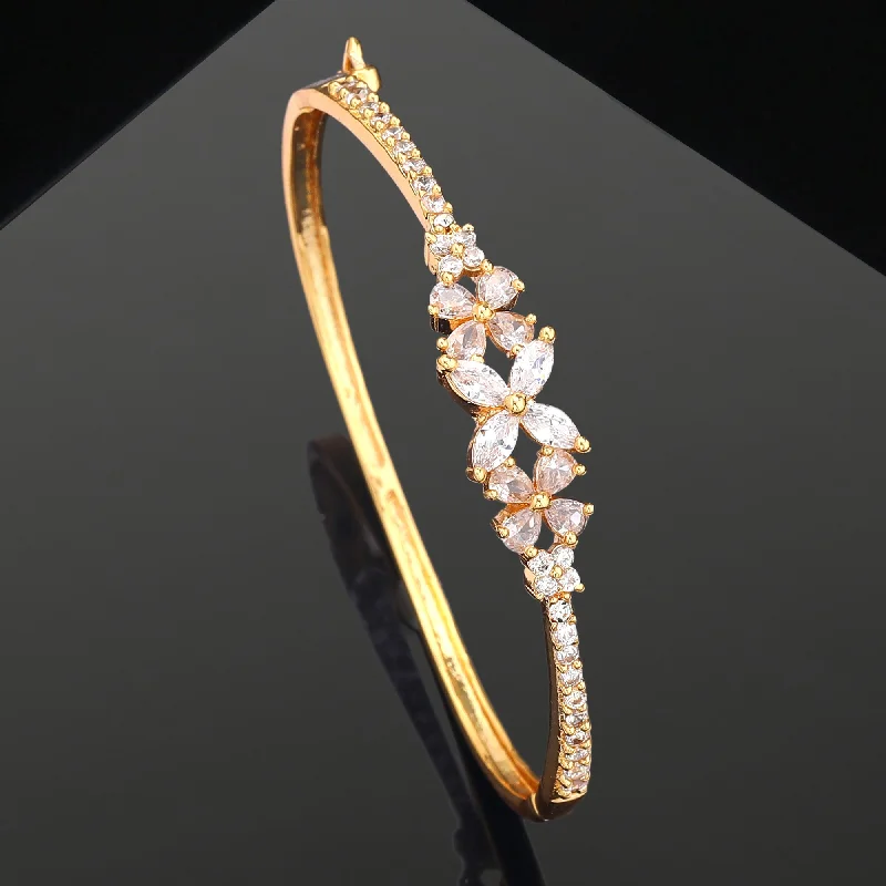 Women's elegant bangles-Estele Eternal Spark: Sleek & Dazzling Gold Plated American Diamond Bracelet for Women A Fusion of Lightweight Luxury & Style