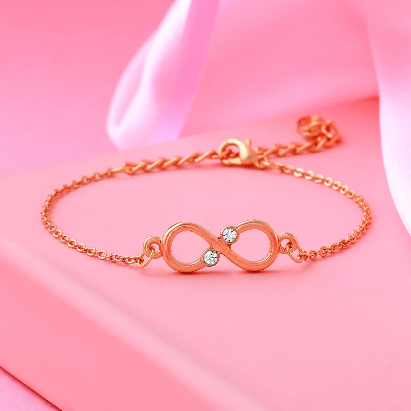 Women's DNA bangles-Estele Rose gold plated Infinity Bracelet Using Austrian Crystals for Women