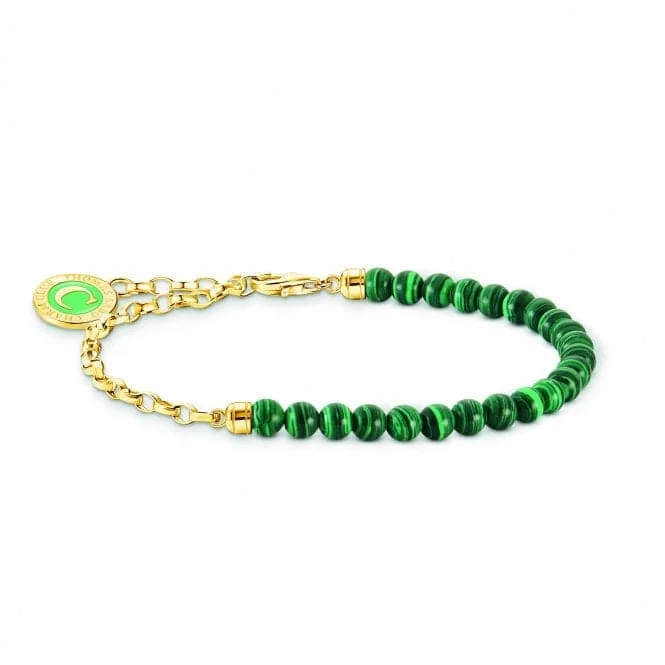 Women's evil eye bangles-Charmista Green Sterling Silver Gold Plated Stone Bracelet A2130-140-6