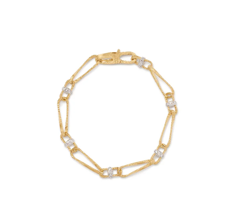 Women's luxury brand bangles-Marco Bicego Marrakech Mixed Metals Twisted Bracelet with Diamonds