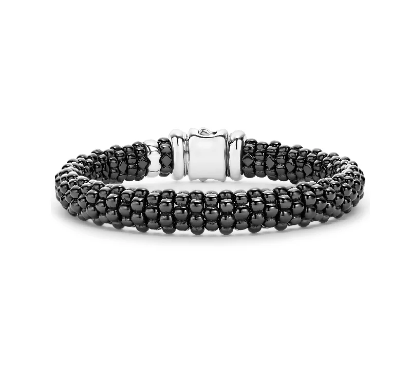 Women's limited edition bangles-LAGOS Black Caviar Ceramic Beaded Bracelet in Black