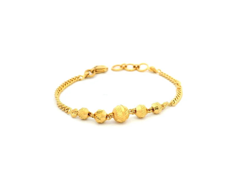 Women's limited edition bangles-22ct Yellow Gold Children's Bracelet with Diamond-Cut Beads & Lobster Claw Clasp – Elegant Gold Jewellery for Kids