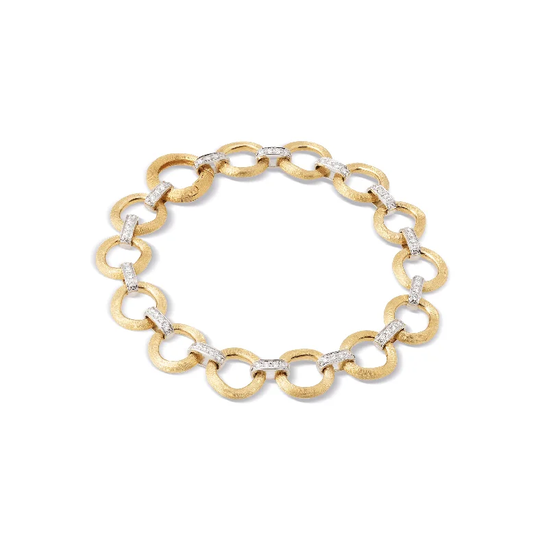 Affordable women's bangles-Marco Bicego Jaipur Mixed Metals Flat Link Bracelet with Diamonds