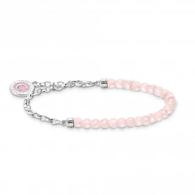 Women's wedding bangles-Charmista Pink Cold Enamel Rose Quartz Bracelet A2130-067-9