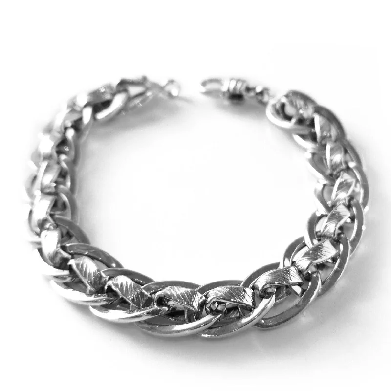 Women's Christmas bangles-18ct White Gold Gents Bracelet (18.6g) GBR-4287