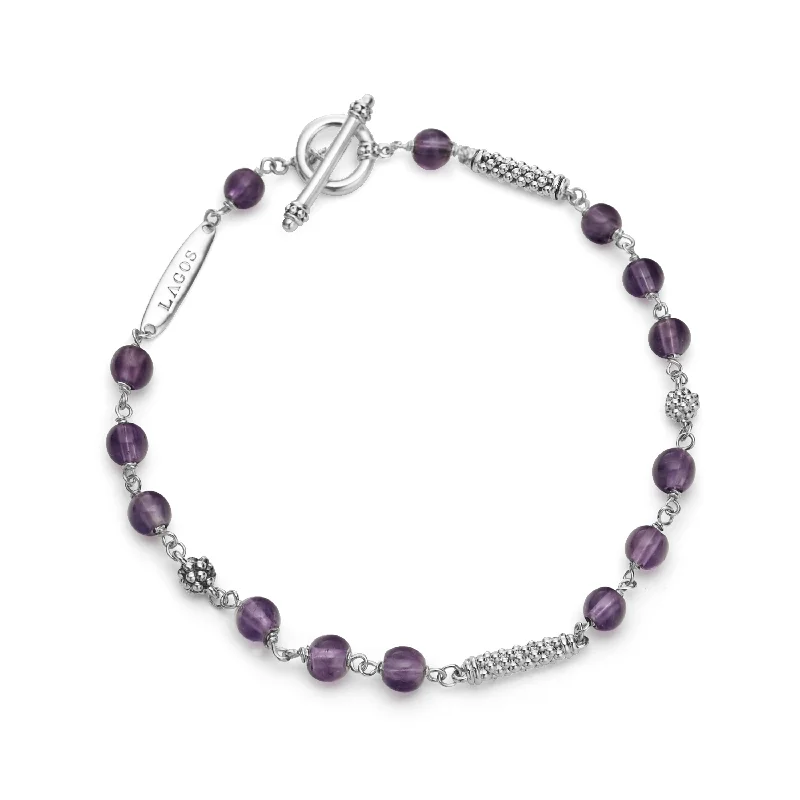 Women's minimalist bangles-LAGOS Caviar Icon Amethyst Beaded Bracelet