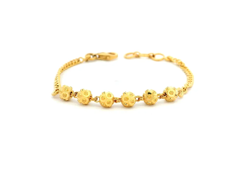 Women's custom design bangles-22ct Yellow Gold Children's Bracelet with Diamond-Cut Beads & Lobster Claw Clasp – Elegant Kids Jewellery