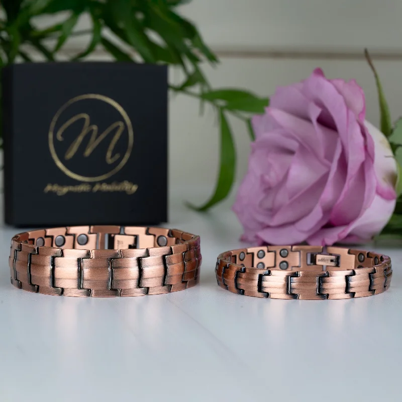 Women's beaded bangles-Ashe Copper Magnetic Bracelet - Double Strength