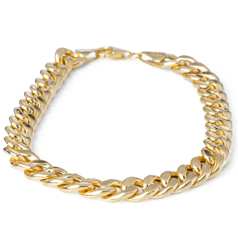 Women's wedding bangles-22ct Gold Curb Link Gents Bracelet with Mirror Finish fitted with a Lobster Clasp (15.4g) GBR-8044