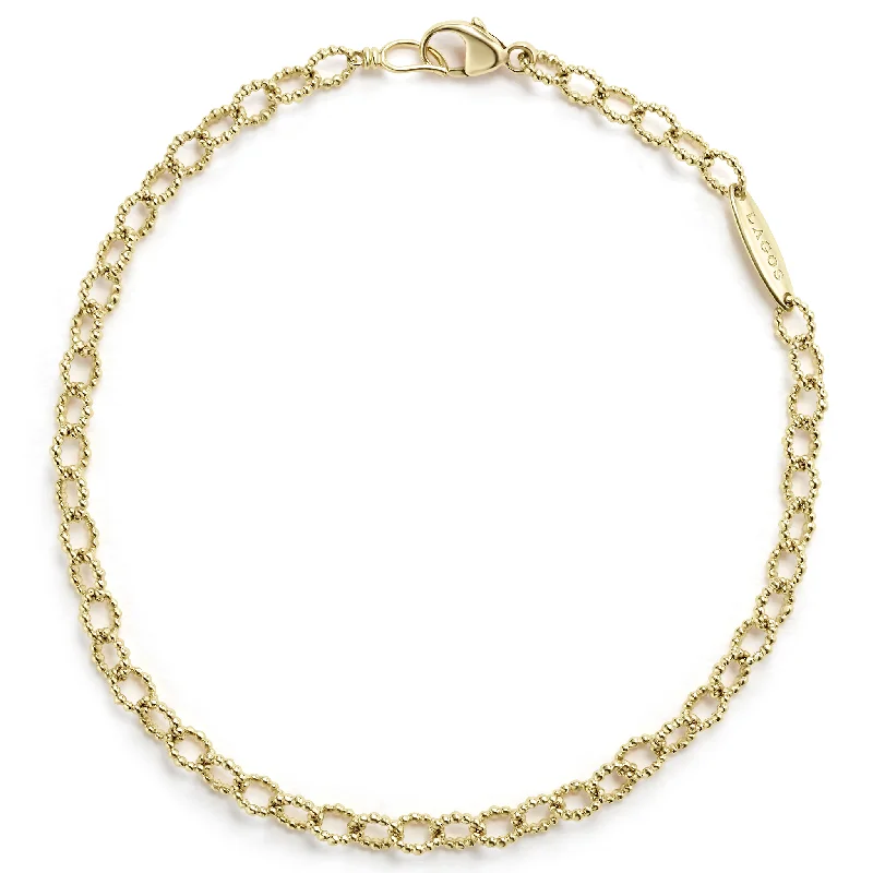 Women's wedding bangles-LAGOS Signature Caviar 18K Gold Petite Link Bracelet