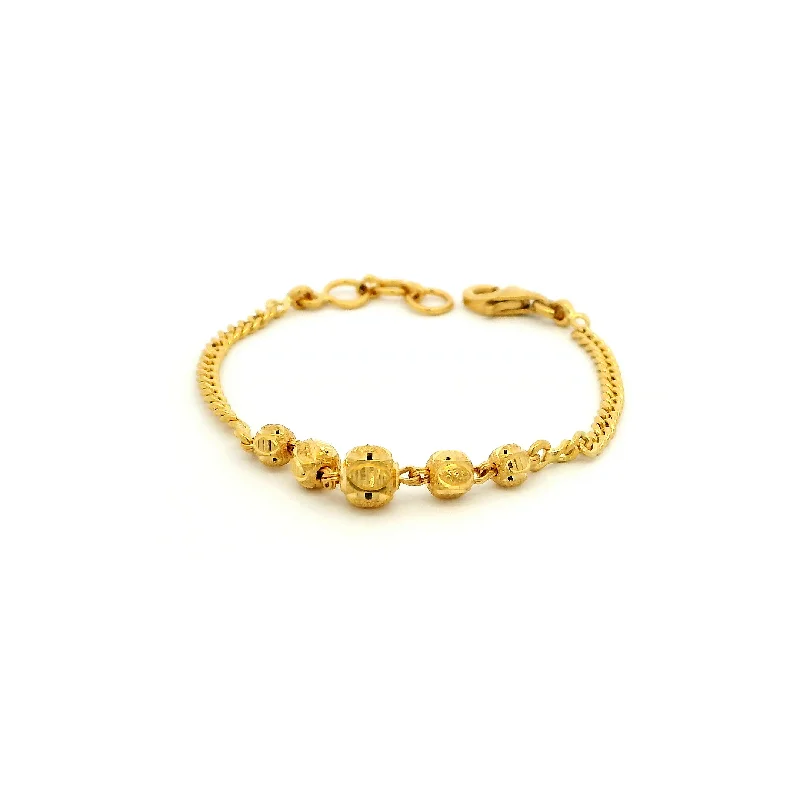 Women's limited edition bangles-22ct Yellow Gold Children's Bracelet – Diamond-Cut Beads with Lobster Claw Clasp | Stylish & Durable