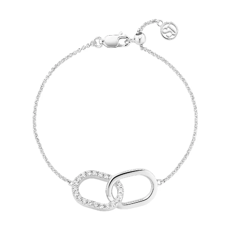 Women's anniversary bangles-Sterling Silver Capizzi Due Piccolo Bracelet SJ-B42236-CZ