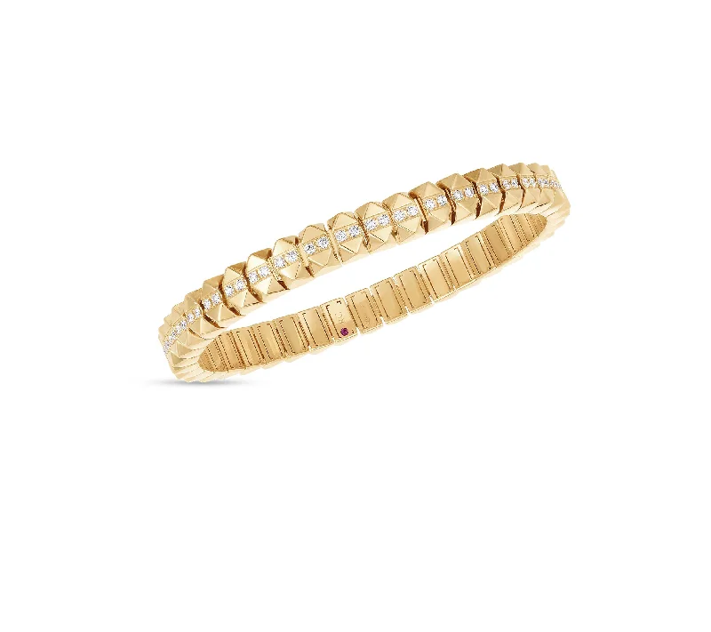 Women's K gold bangles-Roberto Coin Yellow Gold Diamond Line Bracelet