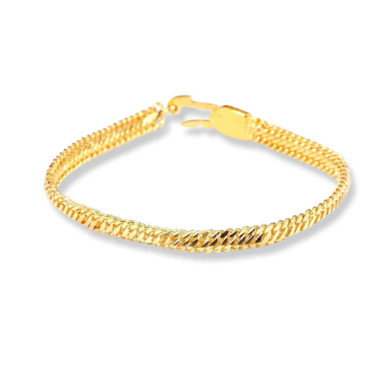 High-end women's bangles-22ct Gold Gents Bracelet with U Push Clasp GBR-8325