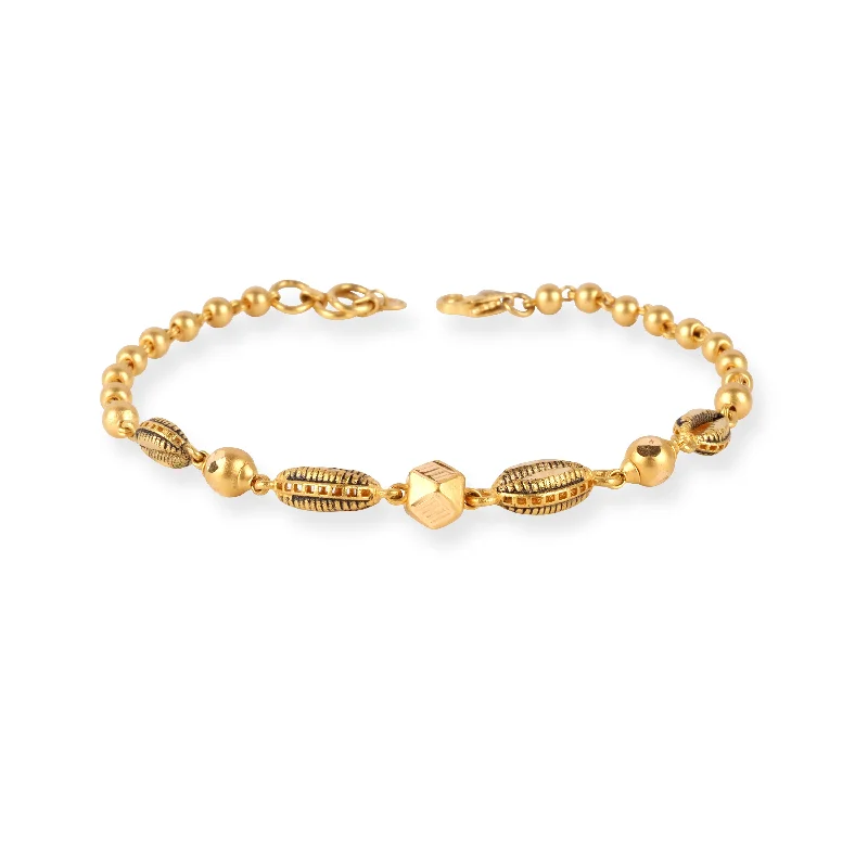 Women's personalized bangles-22ct Gold Bracelet with Antiquated and Brushed Finish and Lobster Clasp LBR-8718