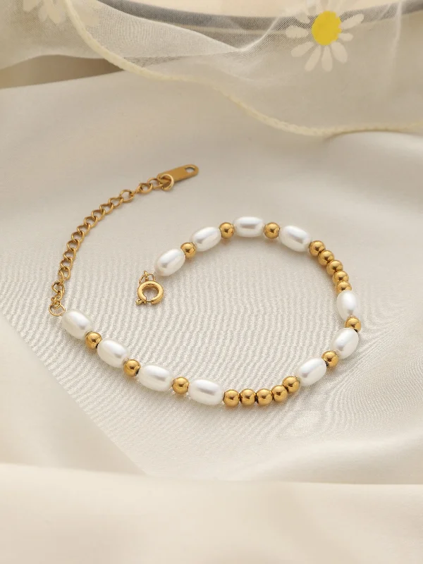 Women's friendship bangles-Emily Fresh Water Pearl Bracelet