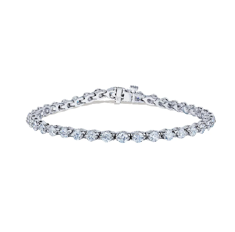 Women's cocktail bangles-Sabel Collection White Gold Round Diamond Tennis Bracelet, 7"