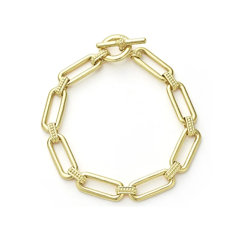 Women's beaded bracelets-LAGOS Signature Caviar Yellow Gold Link Bracelet