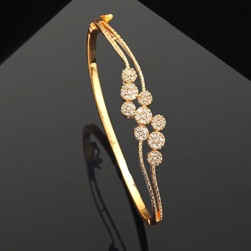 Women's anniversary bangles-Estele Vogue Radiance | Sleek & Stylish Gold Plated White American Diamond Bracelet for Girls & Women A Must-Have for Modern Elegance