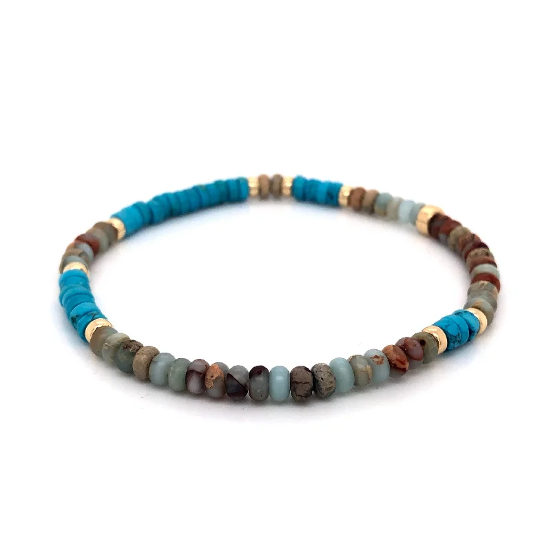 Women's travel bangles-The Skyline Bracelet • Turquoise Howlite and Opal