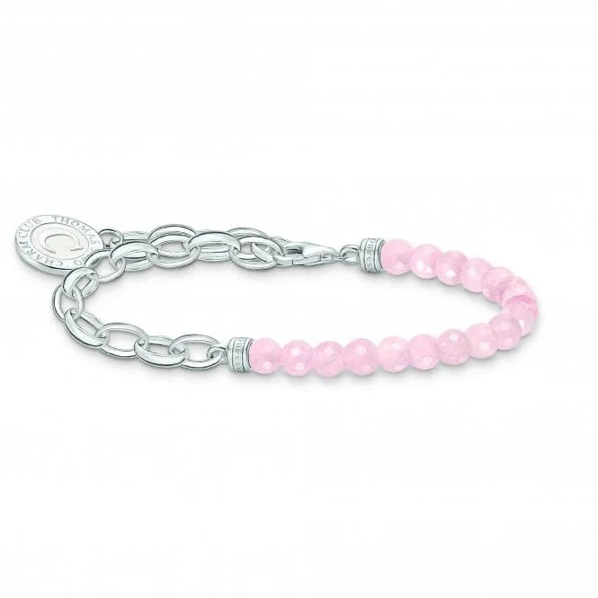 High-end women's bangles-Charmista Pink Cold Enamel Rose Quartz Bracelet A2128-067-9