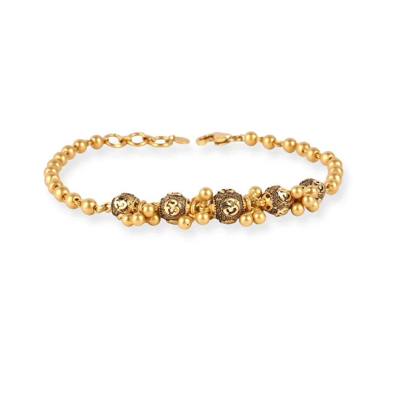 Affordable women's bangles-22ct Gold Bracelet with Antiquated and Brushed Finish and Lobster Clasp LBR-8719