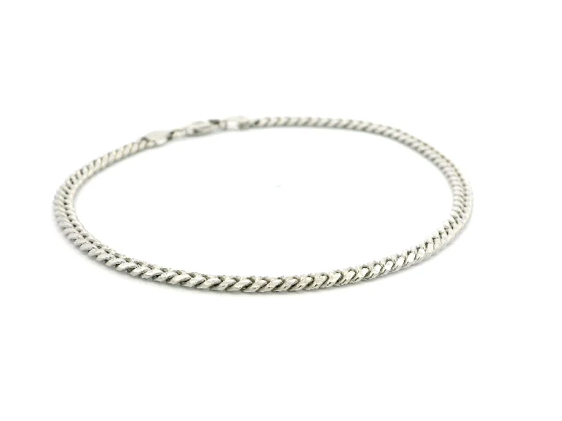 Women's custom design bangles-18ct White Gold Cuban Bracelet with Lobster Clasp - Stylish & Durable Luxury Jewellery