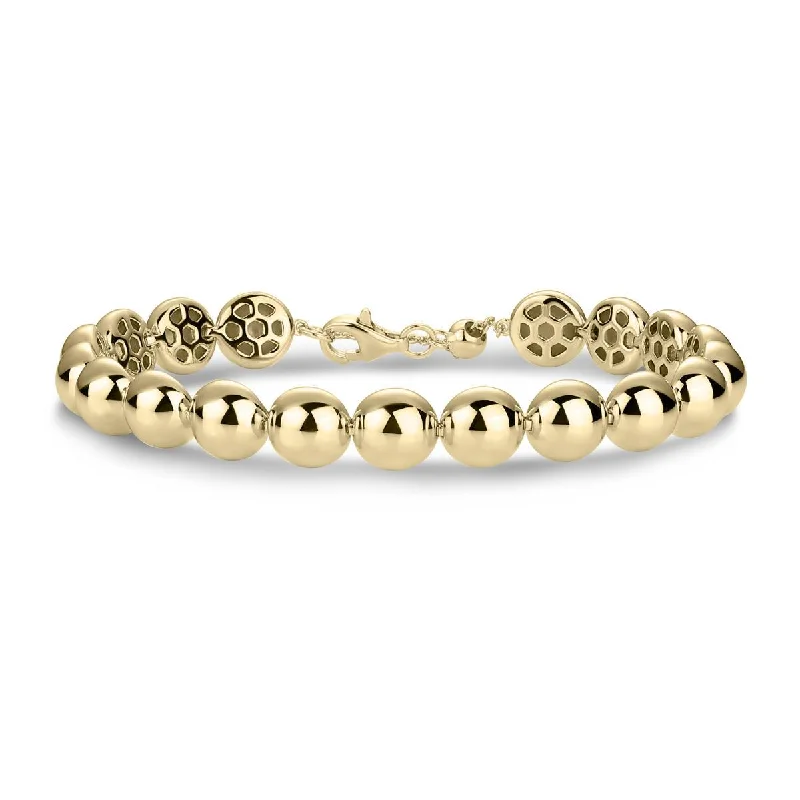 Women's seasonal bangles-Gold Vermeil Beaded Statement Tennis Bracelet