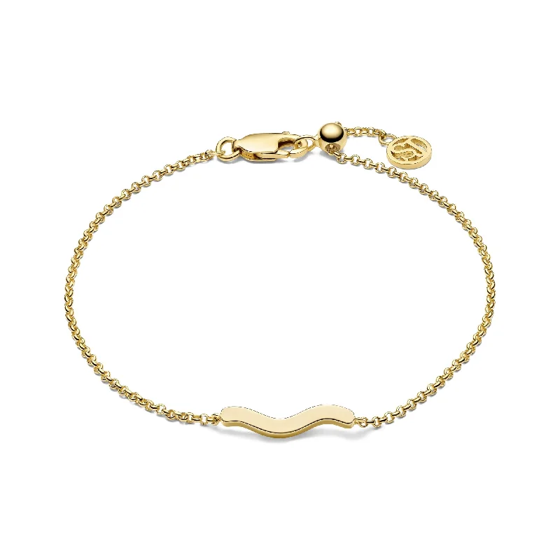 Women's unique bangles-Gold Plated Ellera Waves Pianura Bracelet SJ-B3859-YG