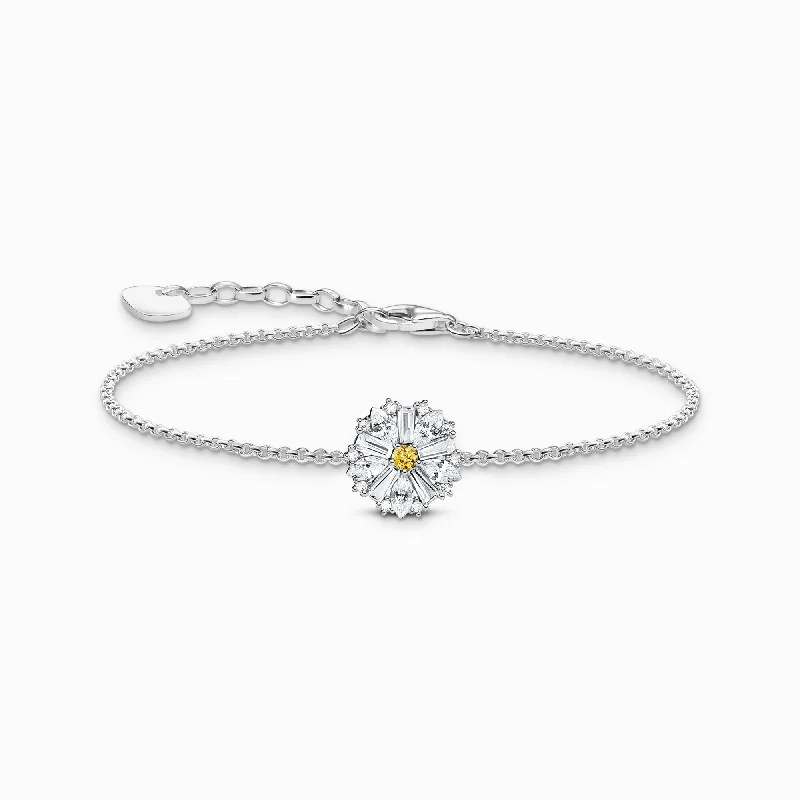 Women's limited edition bangles-Sterling Silver Lovely Daisy Bracelet A2202-051-4