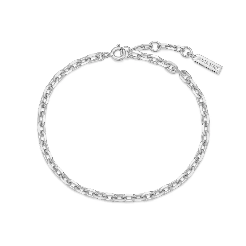 Women's gift bangles-Silver Medium Chain Bracelet B062-03H