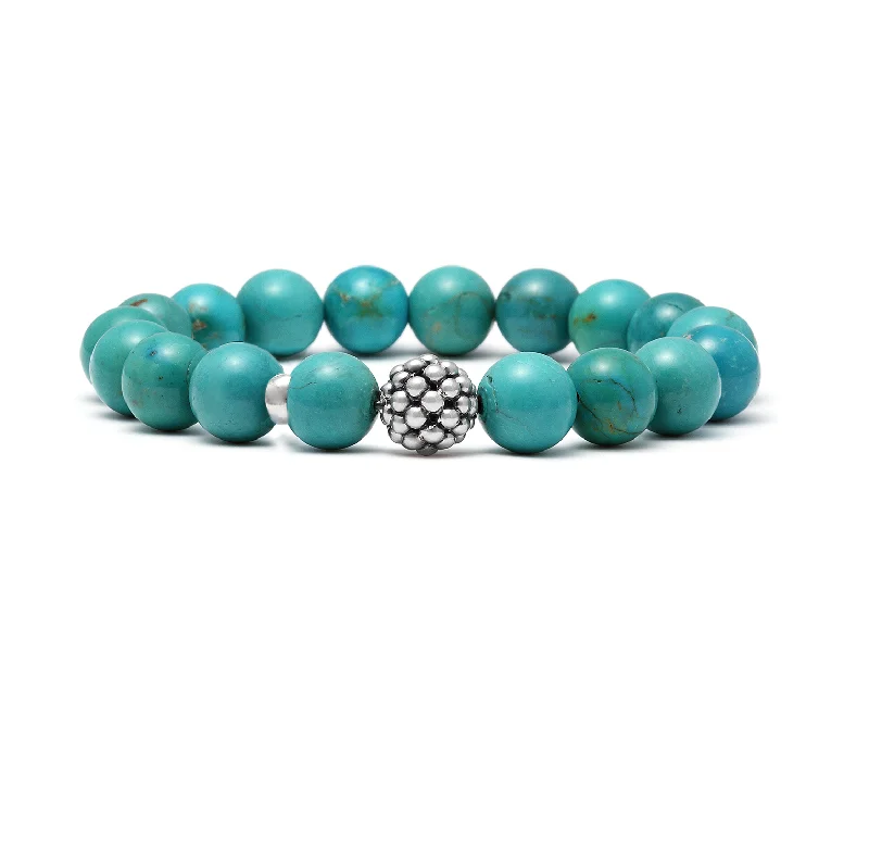 Women's geometric bangles-LAGOS Maya Turquoise Silver Station Bead Bracelet