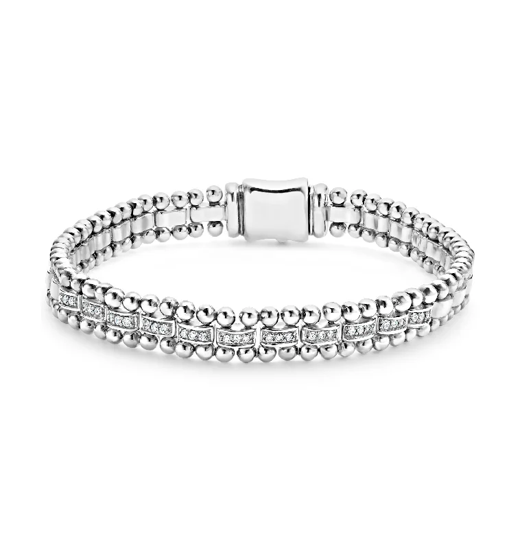 Women's moon phase bangles-LAGOS Caviar Spark Diamond Link Bracelet