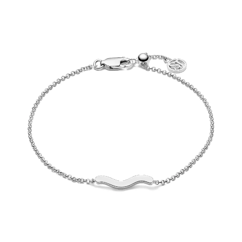 Women's modern design bangles-Sterling Silver Ellera Waves Pianura Bracelet SJ-B3859