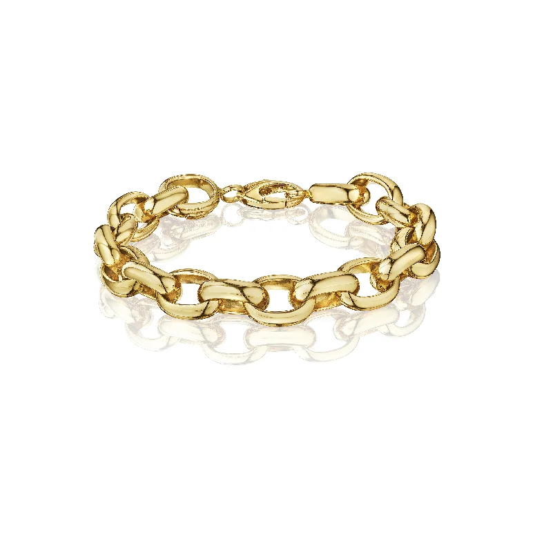 Women's everyday bangles-Sabel Yellow Gold Oval Link Bracelet