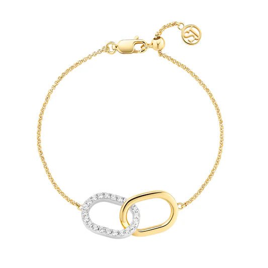 Women's silver bangles-Gold Plated Capizzi Due Piccolo Bracelet SJ-B42236-CZ-YG