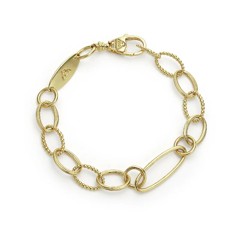 Women's statement bangles-LAGOS Signature Caviar 18K Gold Oval Link Bracelet