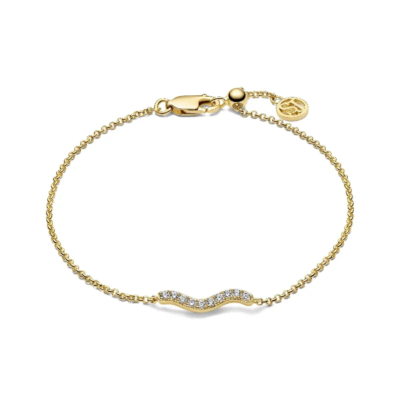 Women's star bangles-Gold Plated Ellera Waves Bracelet SJ-B3859-CZ-YG