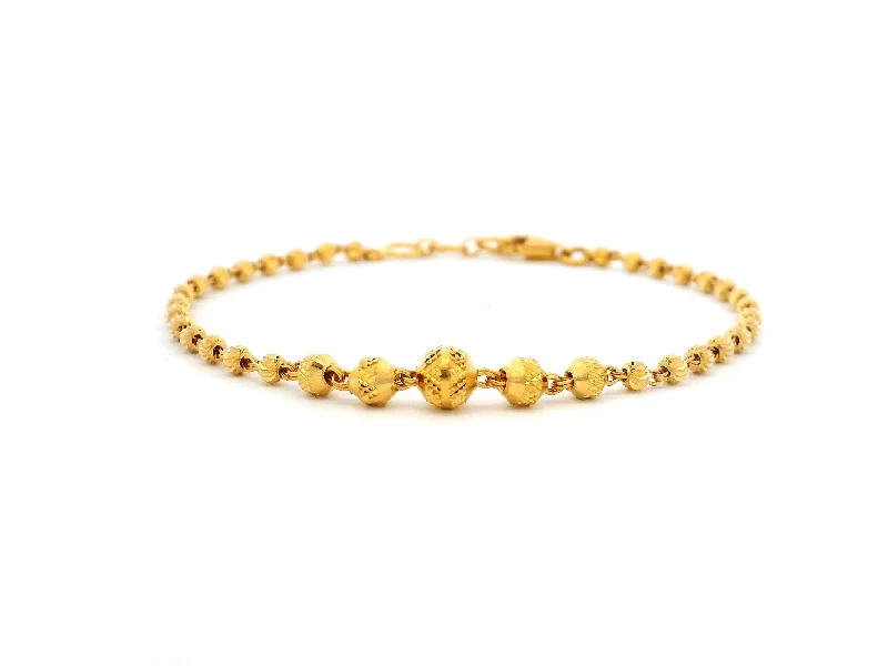 Women's stainless steel bangles-22ct Yellow Gold Bracelet with Diamond-Cut Design Beads – Elegant Luxury Gold Jewellery