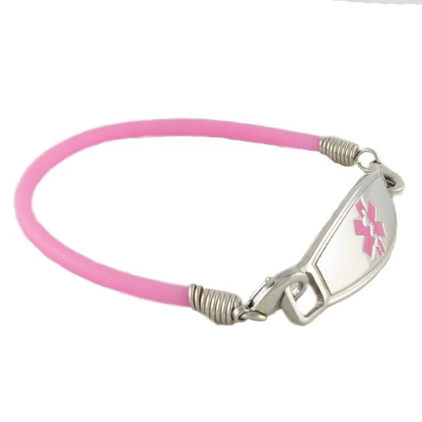 Women's vintage-inspired bangles-Bubble Gum Rubber Medical ID Bracelets