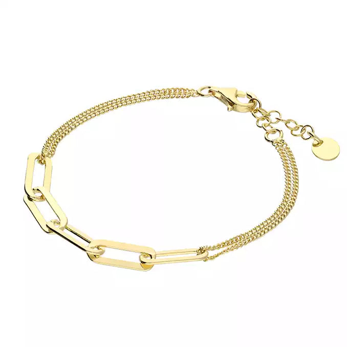 Women's ethical bangles-18ct Gold Vermeil Paper Chain Link/Double Trace Chain Bracelet