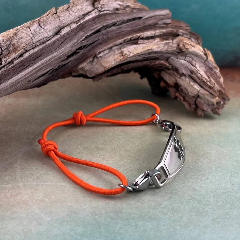 Women's gift bangles-Stretch Medical ID Bracelet ~ Orange